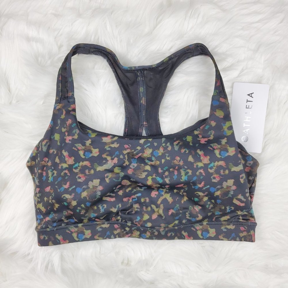 NWT Athleta Black Leopard Printed Contender Bra - Picture 4 of 8